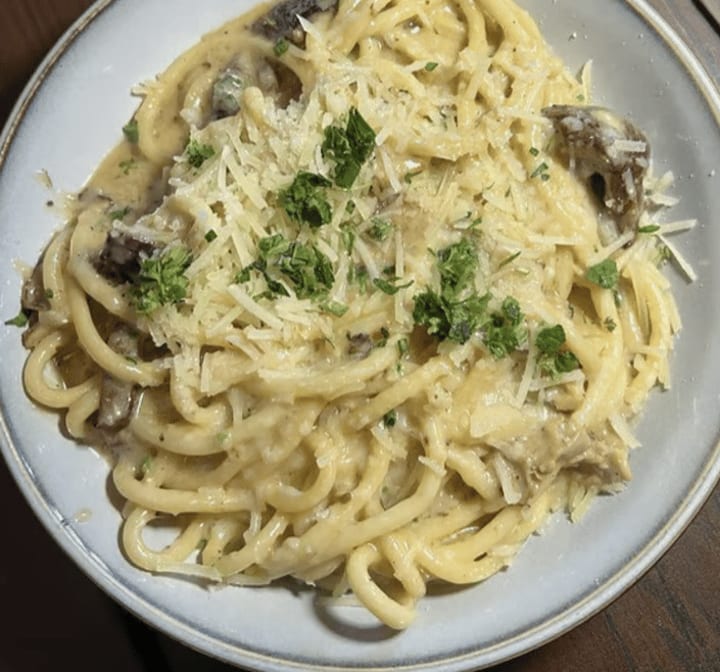 Hidden Pearl Mushroom Pasta.